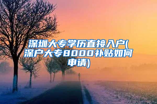 深圳大专学历直接入户(深户大专8000补贴如何申请)