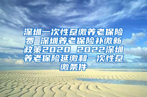 深圳一次性趸缴养老保险费 深圳养老保险补缴新政策2020 2022深圳养老保险延缴和一次性趸缴条件