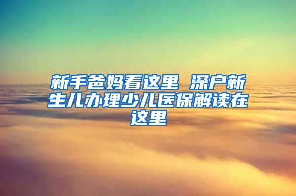 新手爸妈看这里 深户新生儿办理少儿医保解读在这里