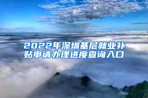 2022年深圳基层就业补贴申请办理进度查询入口