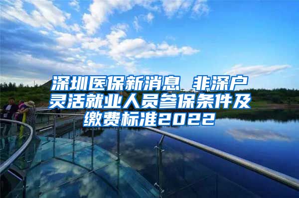 深圳医保新消息 非深户灵活就业人员参保条件及缴费标准2022