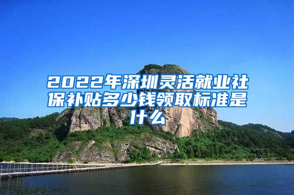 2022年深圳灵活就业社保补贴多少钱领取标准是什么