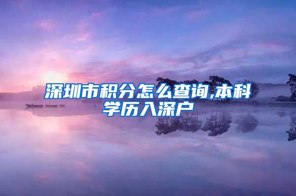 深圳市积分怎么查询,本科学历入深户