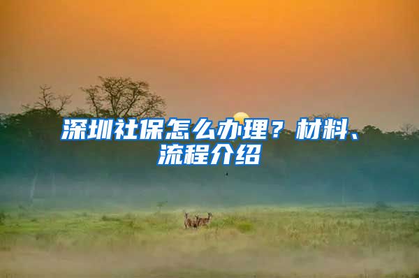 深圳社保怎么办理？材料、流程介绍