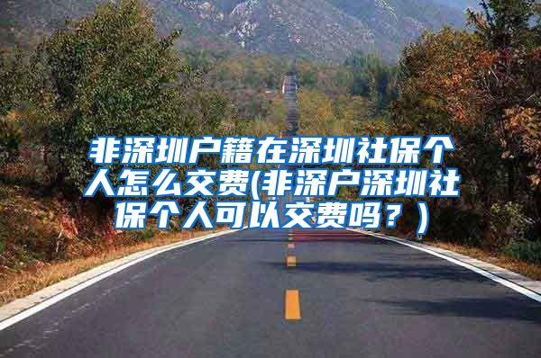 非深圳户籍在深圳社保个人怎么交费(非深户深圳社保个人可以交费吗？)