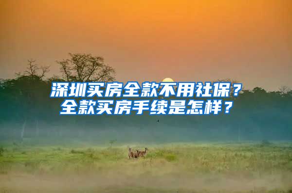 深圳买房全款不用社保？全款买房手续是怎样？