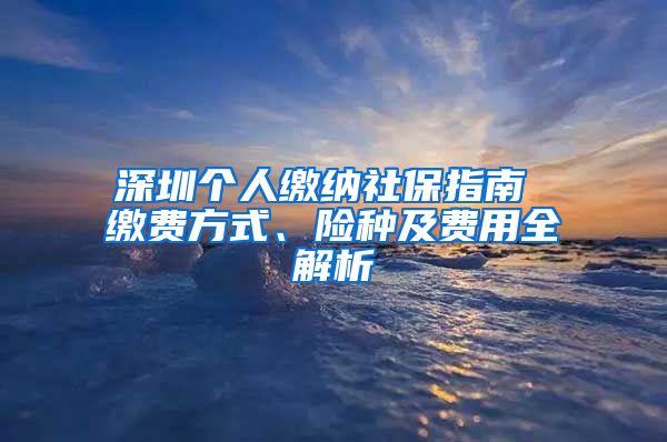 深圳个人缴纳社保指南 缴费方式、险种及费用全解析