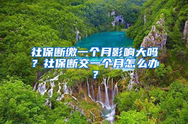 社保断缴一个月影响大吗？社保断交一个月怎么办？