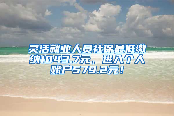 灵活就业人员社保最低缴纳1043.7元，进入个人账户579.2元！