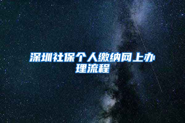 深圳社保个人缴纳网上办理流程