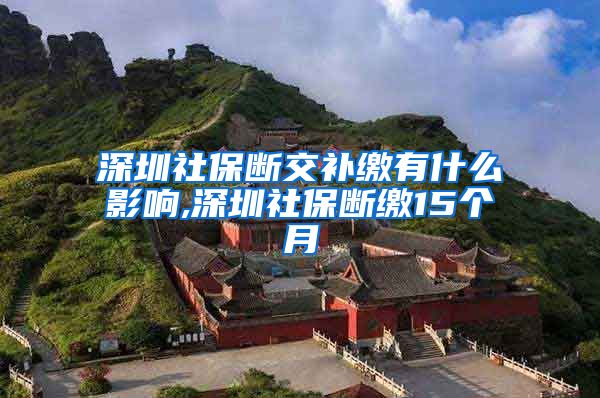 深圳社保断交补缴有什么影响,深圳社保断缴15个月