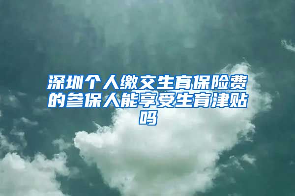 深圳个人缴交生育保险费的参保人能享受生育津贴吗