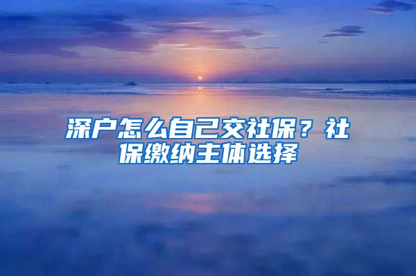 深户怎么自己交社保？社保缴纳主体选择