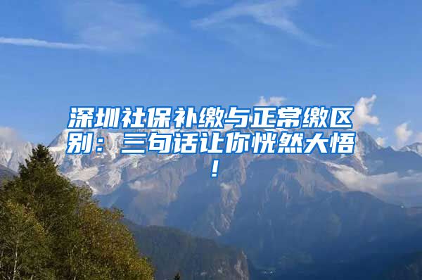 深圳社保补缴与正常缴区别：三句话让你恍然大悟！