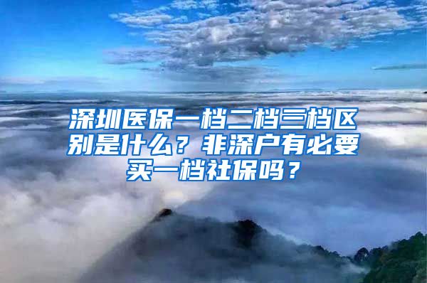 深圳医保一档二档三档区别是什么？非深户有必要买一档社保吗？