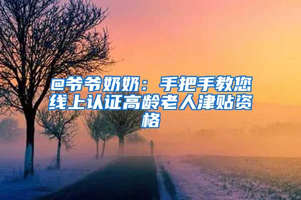 @爷爷奶奶：手把手教您线上认证高龄老人津贴资格