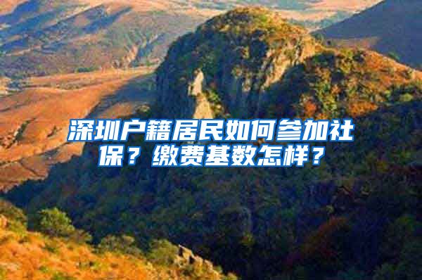 深圳户籍居民如何参加社保？缴费基数怎样？