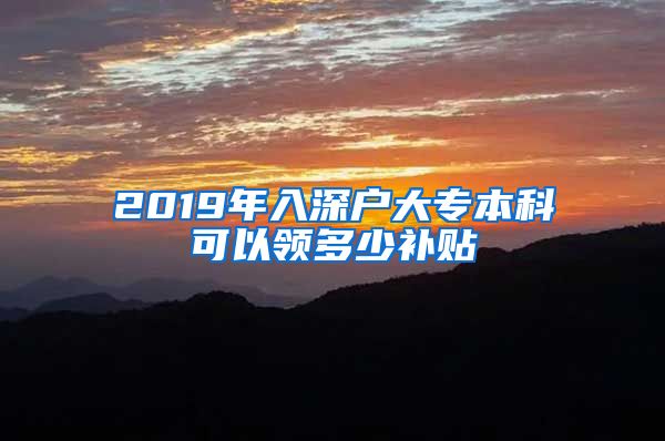 2019年入深户大专本科可以领多少补贴