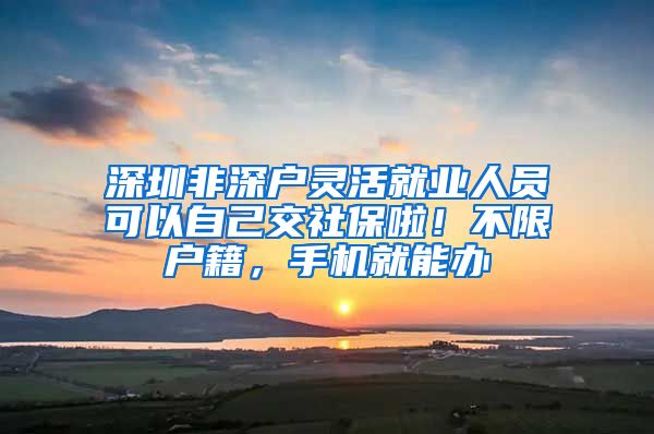 深圳非深户灵活就业人员可以自己交社保啦！不限户籍，手机就能办