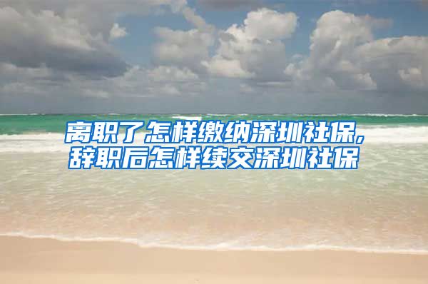 离职了怎样缴纳深圳社保,辞职后怎样续交深圳社保