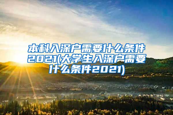 本科入深户需要什么条件2021(大学生入深户需要什么条件2021)