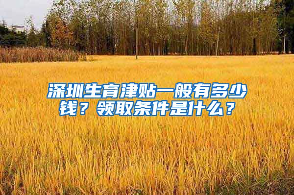 深圳生育津贴一般有多少钱？领取条件是什么？