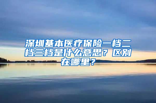 深圳基本医疗保险一档二档三档是什么意思？区别在哪里？