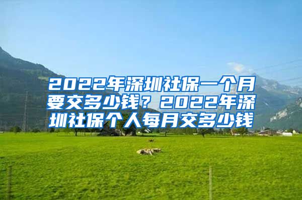 2022年深圳社保一个月要交多少钱？2022年深圳社保个人每月交多少钱