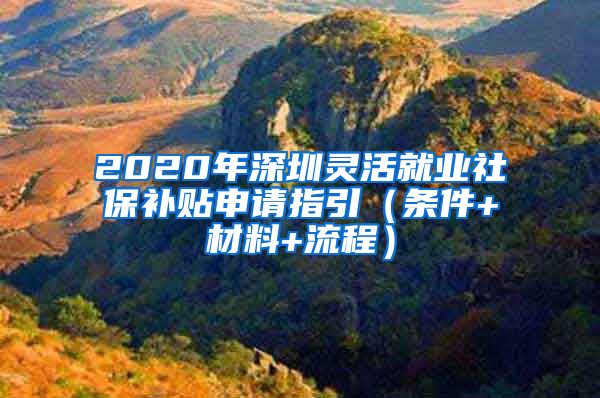 2020年深圳灵活就业社保补贴申请指引（条件+材料+流程）