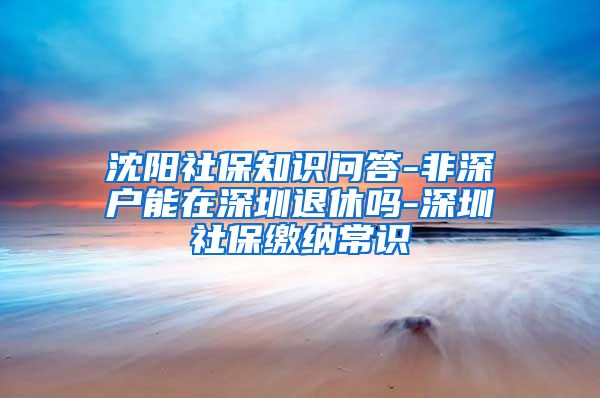 沈阳社保知识问答-非深户能在深圳退休吗-深圳社保缴纳常识