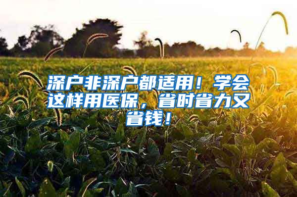 深户非深户都适用！学会这样用医保，省时省力又省钱！