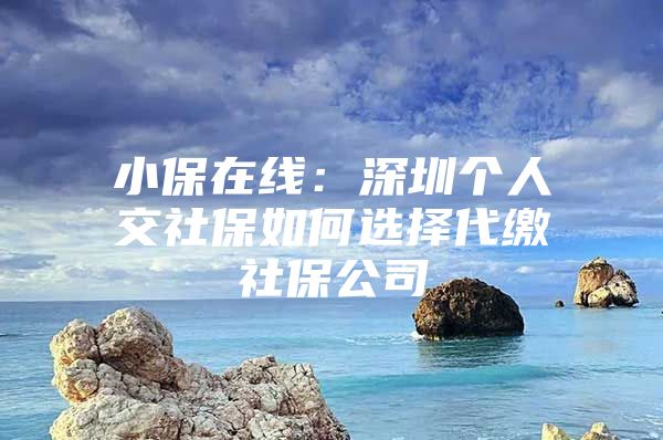 小保在线：深圳个人交社保如何选择代缴社保公司