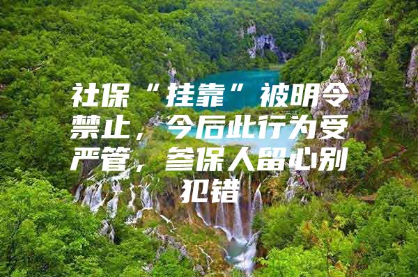 社保“挂靠”被明令禁止，今后此行为受严管，参保人留心别犯错