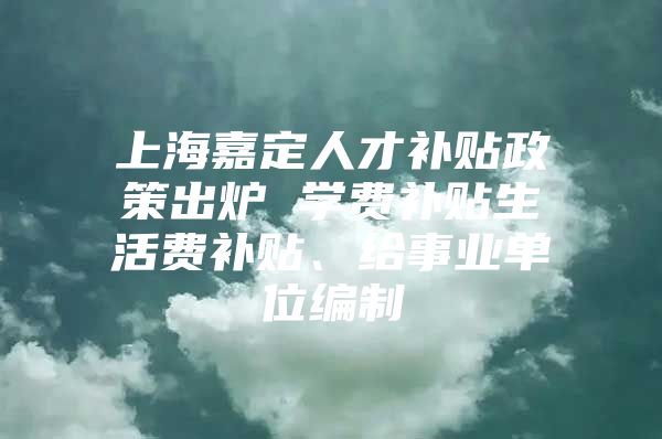 上海嘉定人才补贴政策出炉 学费补贴生活费补贴、给事业单位编制