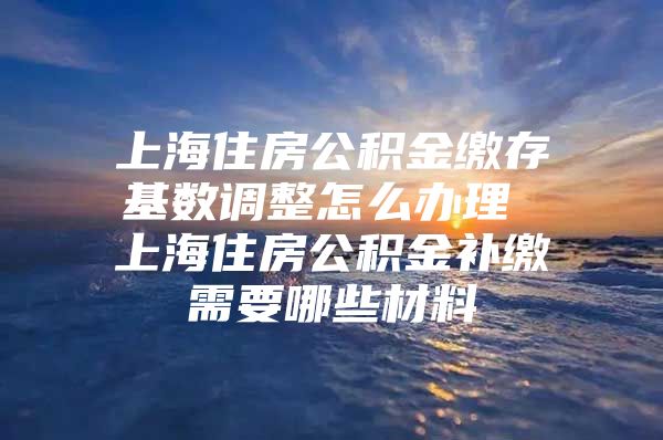 上海住房公积金缴存基数调整怎么办理 上海住房公积金补缴需要哪些材料