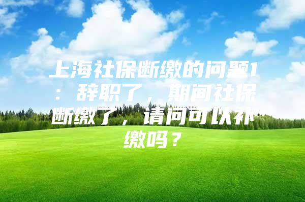 上海社保断缴的问题1：辞职了，期间社保断缴了，请问可以补缴吗？