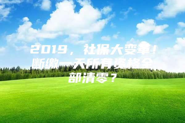 2019，社保大变革！断缴一天所有资格全部清零？