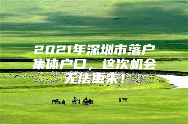 2021年深圳市落户集体户口，这次机会无法重来！