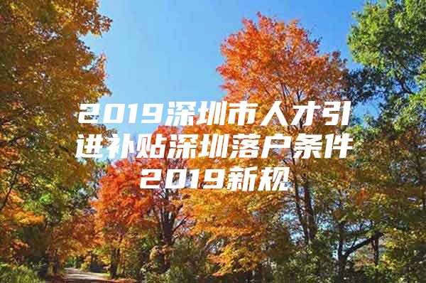 2019深圳市人才引进补贴深圳落户条件2019新规