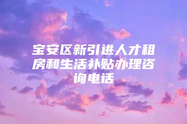 宝安区新引进人才租房和生活补贴办理咨询电话