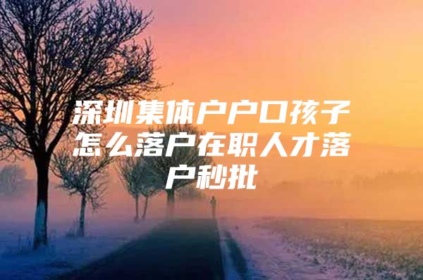 深圳集体户户口孩子怎么落户在职人才落户秒批