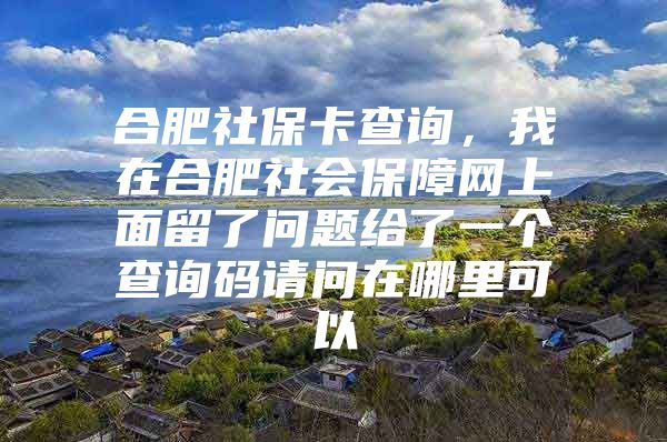 合肥社保卡查询，我在合肥社会保障网上面留了问题给了一个查询码请问在哪里可以