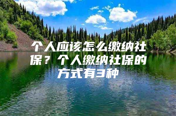 个人应该怎么缴纳社保？个人缴纳社保的方式有3种