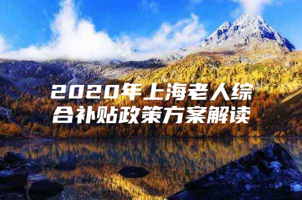 2020年上海老人综合补贴政策方案解读