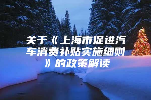 关于《上海市促进汽车消费补贴实施细则》的政策解读