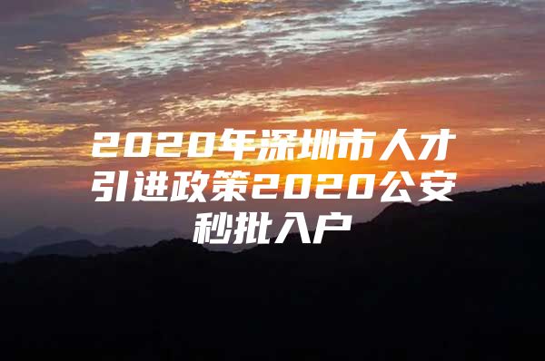 2020年深圳市人才引进政策2020公安秒批入户