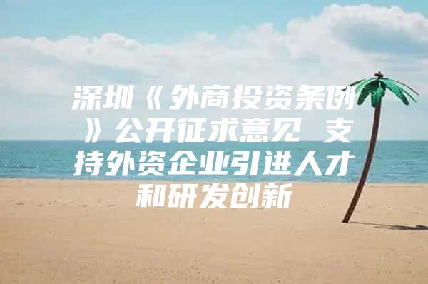 深圳《外商投资条例》公开征求意见 支持外资企业引进人才和研发创新