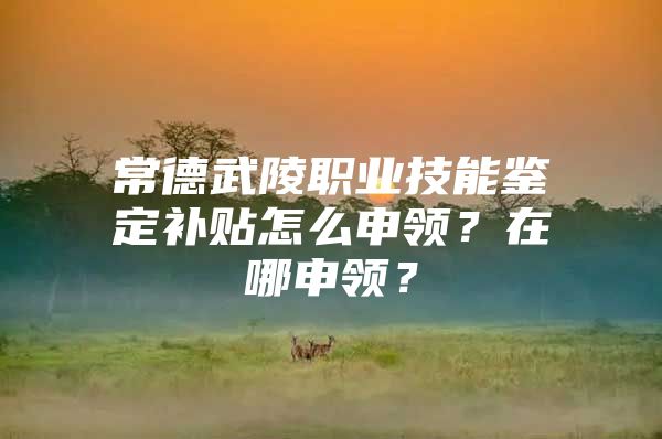 常德武陵职业技能鉴定补贴怎么申领？在哪申领？