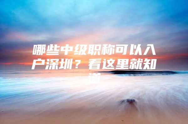 哪些中级职称可以入户深圳？看这里就知道