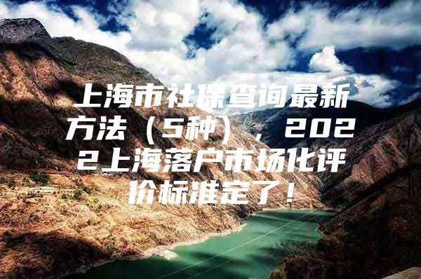 上海市社保查询最新方法（5种），2022上海落户市场化评价标准定了！